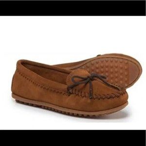 Minnetonka Moccasins Brown Suede Leather Hard Sole Bottom Size Women's 5…